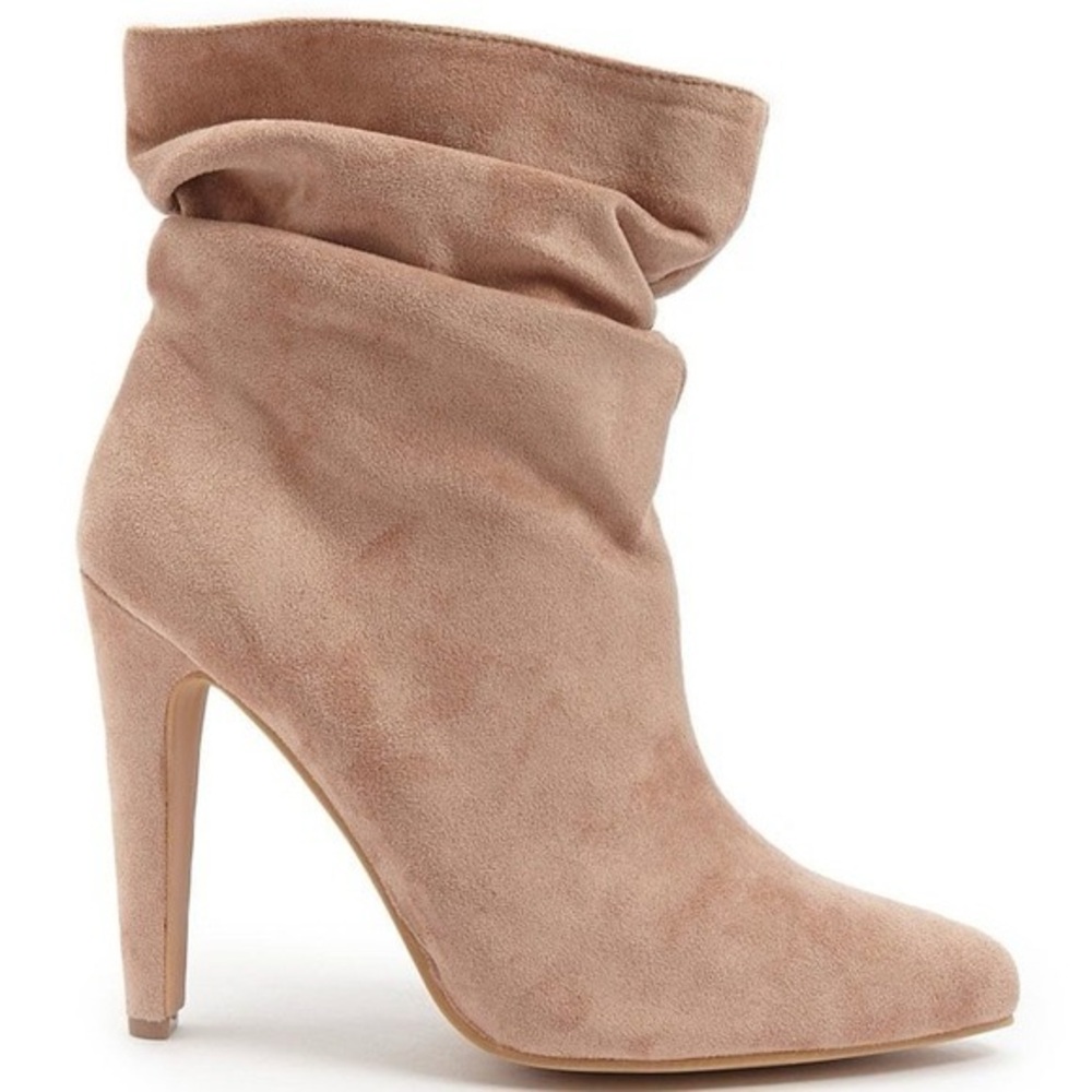So Me Women's Beige Suede Heeled Boots Fall Winter Pumpkin Spice Latte